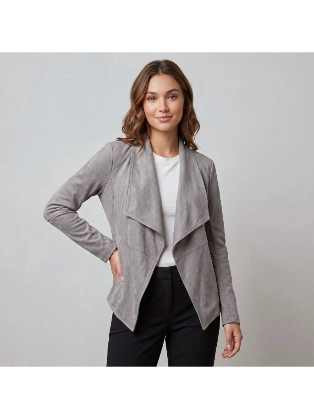 BB Dakota by Steve Madden Women's Wade Drape Front Faux Suede Jacket in size M
